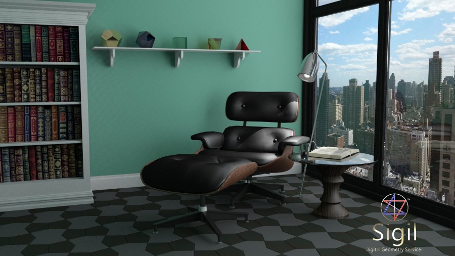 Sigil Digital Geometry Services Manhattan Eames Lounge Chair 4K UHD Render